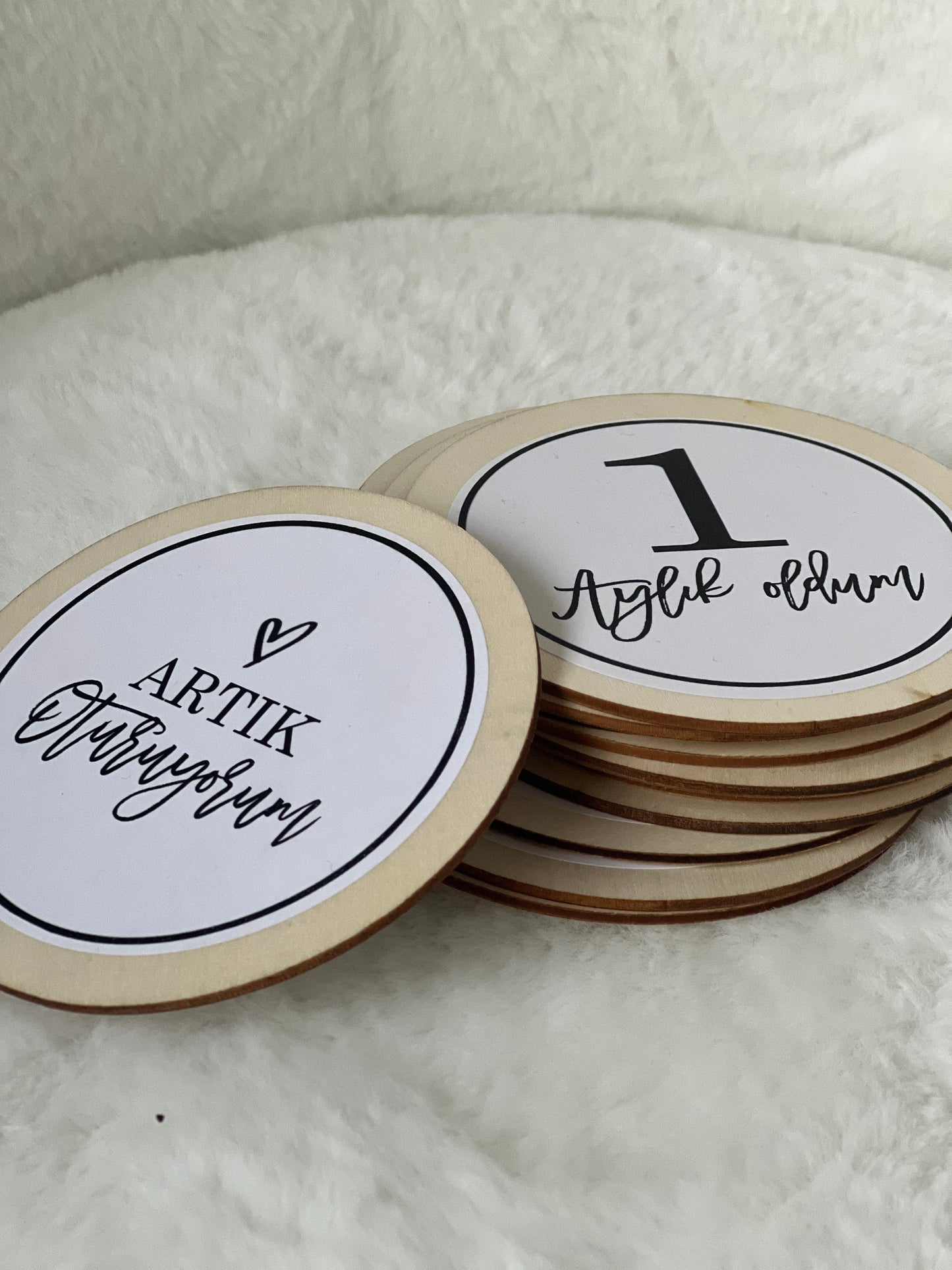 24 HolzkärtchenBaby Kartları- 24 Ahşap Meilenstein